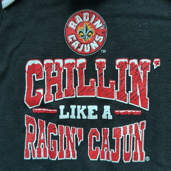 RAJUN CAJUNS of University of Louisiana at Lafayette logo onesie 0-3 months - Picture 7 of 13